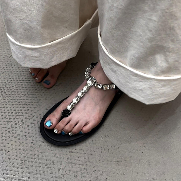 Damer elegante remsandaler med strassdekorationer Stilla