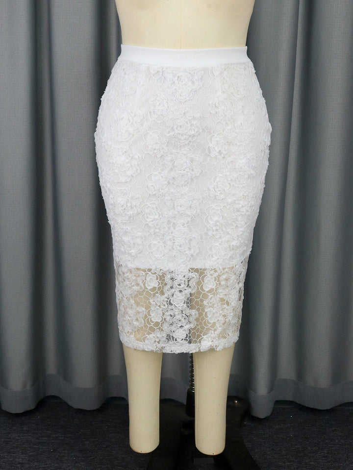 Dame Elegant spids nederdel med florale detaljer Skovae