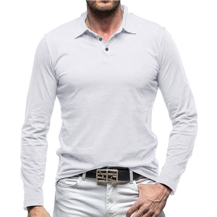 Herrer Langærmet Polo T-shirt med kropsnær pasform og høj kvalitet bomuld Stilla
