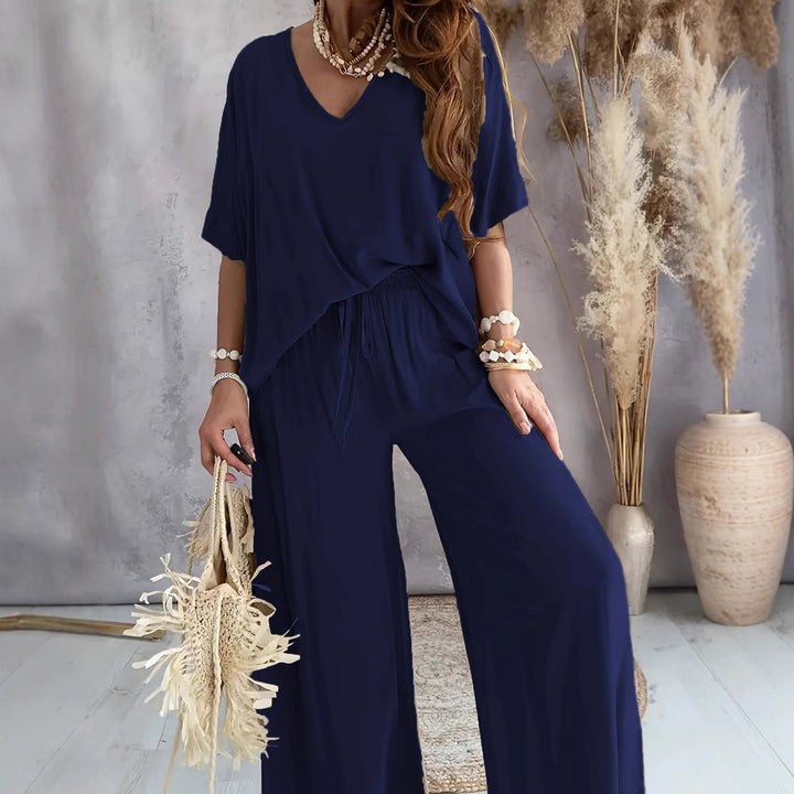 Dame Komfortabel Jumpsuit med V-udskæring og elastisk talje Stilla