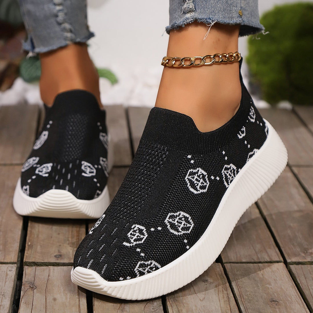 Dame Slip-On Sneakers med åndbart strikoverflade og fleksibel sål Stilla