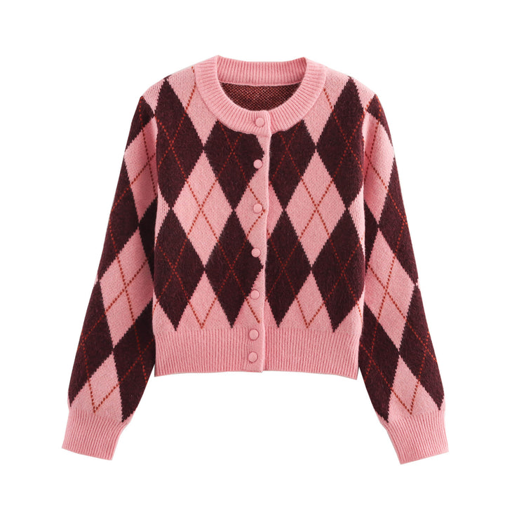 Femme Argyle-mønster Strikjakke Stilla 1750151739