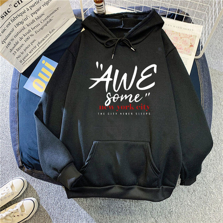 Kvindernes hoodie med stilfuld New York skrifttype Skovae