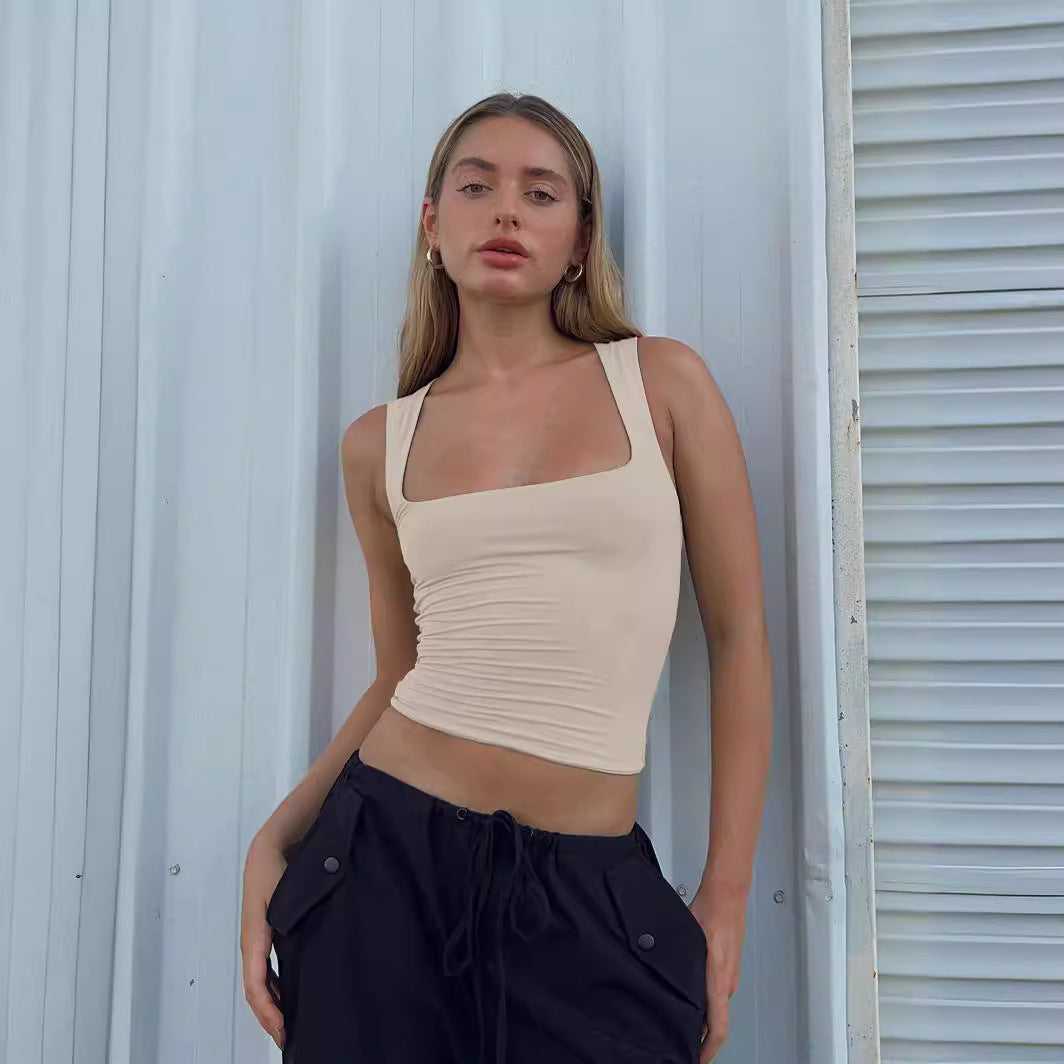 Dame sporty crop-top med elastisk materiale Stilla