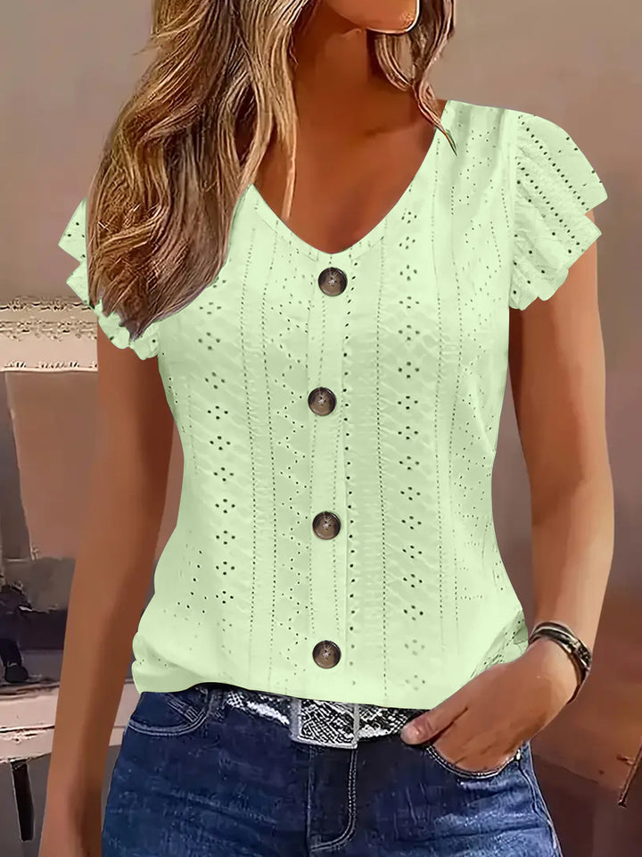 Dame elegant bluse med volangærme Stilla