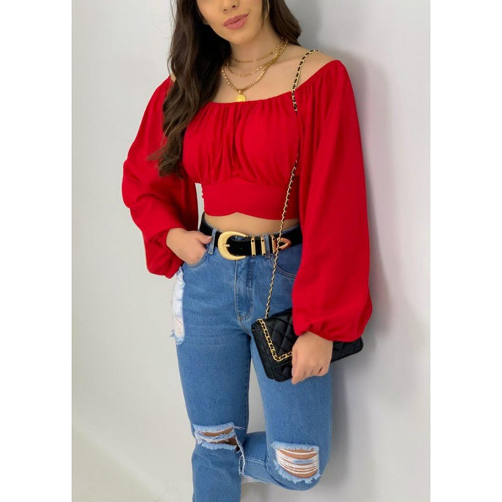 Dame off-shoulder bluse med blødt drapering Stilla