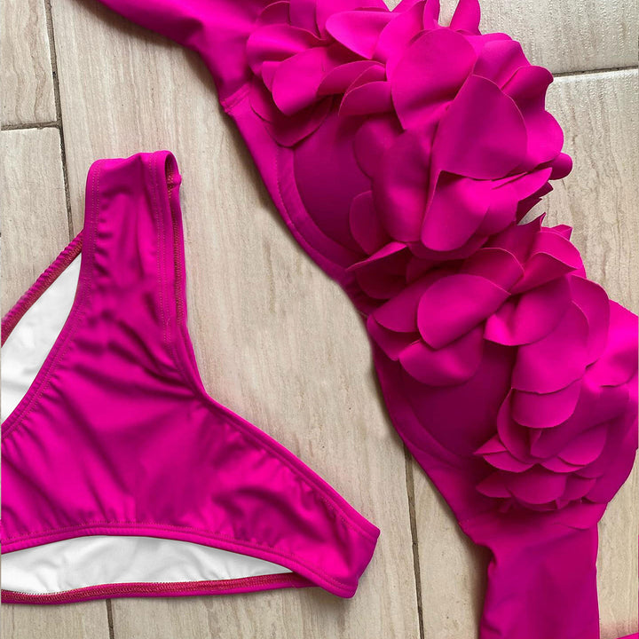 Damebikini med blomsterdesign og skulderfri top Stilla