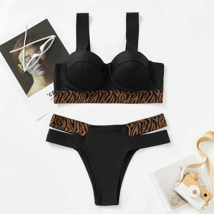 Dame triangel-bikini med dekorativt tribal-bånd Skovae