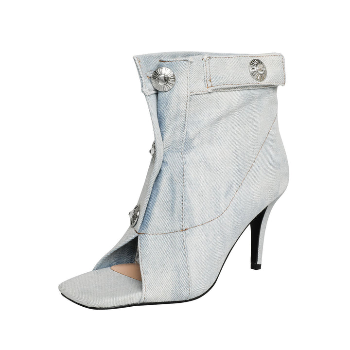 Femme Open-Toe Denim Støvler Stilla