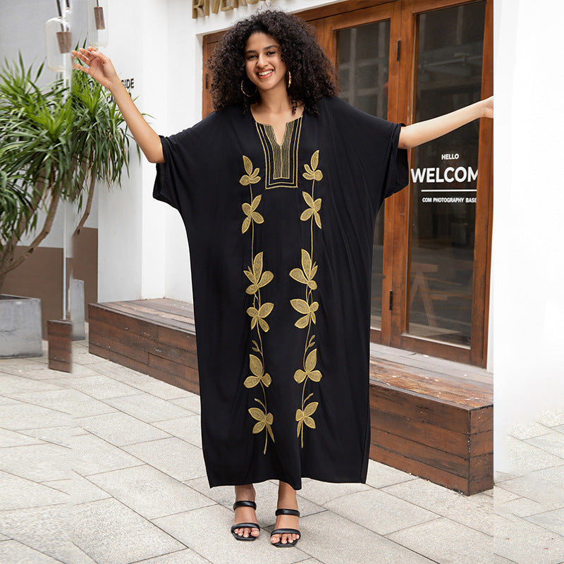 Dame Kaftan med detaljeret blomsterstikdesign Stilla