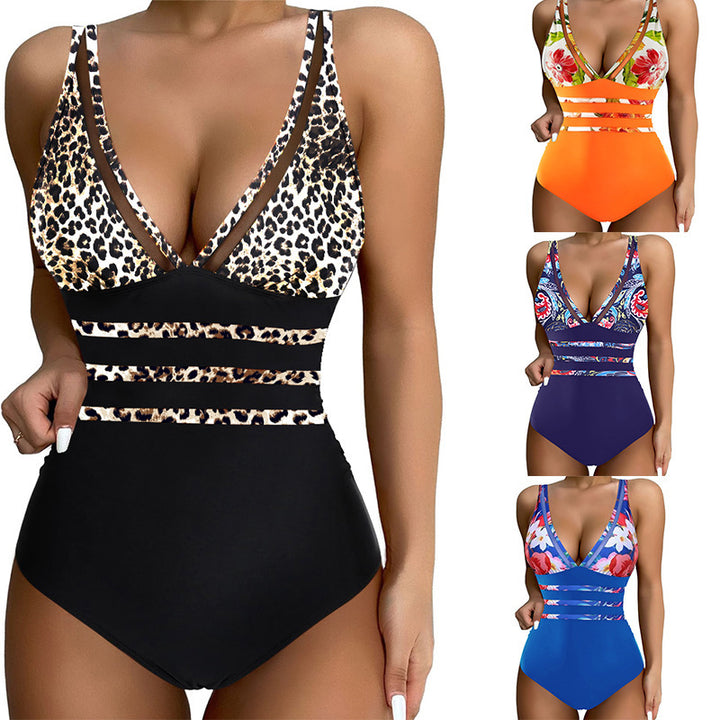 Dame Enkelt Badebaden med blomsterdesign og figurskabende snit Stilla