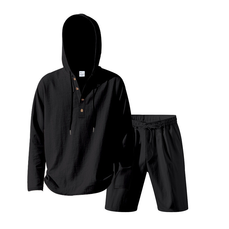 Herre Casual Hoodie-sæt med praktiske knapper og elastisk belægning Stilla