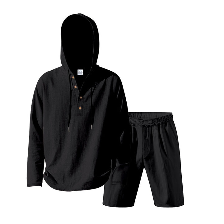 Herre Casual Hoodie-sæt med praktiske knapper og elastisk belægning Stilla
