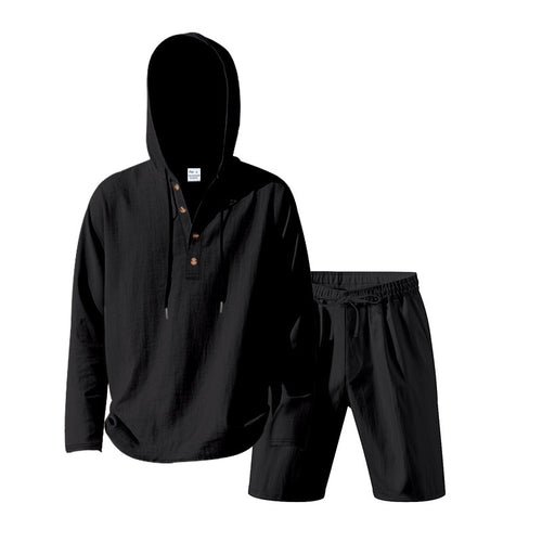 Herre Casual Hoodie-sæt med praktiske knapper og elastisk belægning Stilla