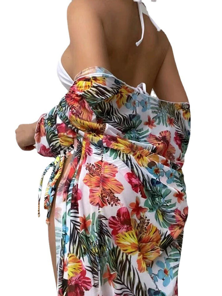 Dame Højskåret Bikini med floralt design og let Cover-Up Stilla