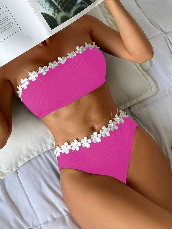 Dame Floral Pyntet Højskåret Bikini-Sæt Stilla