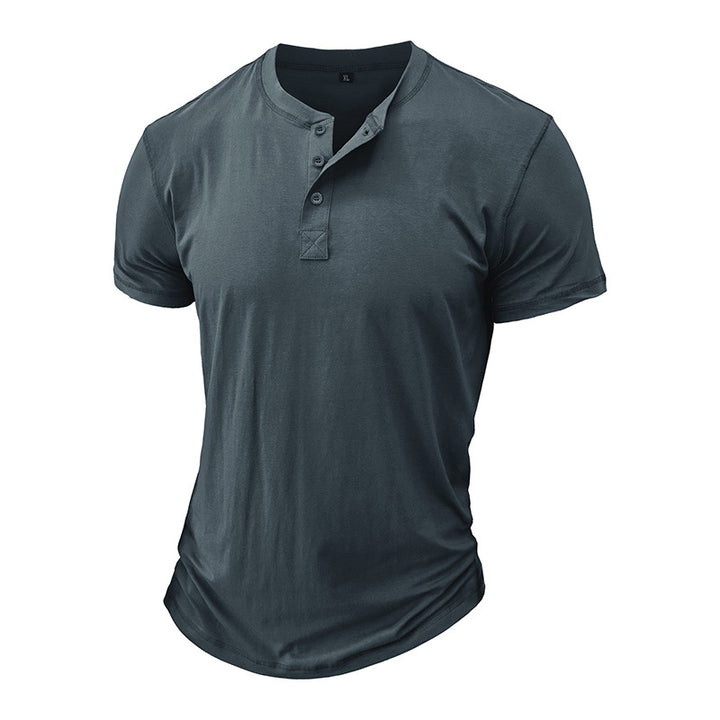 Herrer Henley-T-shirt med knaplukning og moderne pasform Stilla