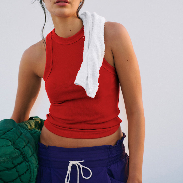 Damer sporty crop-top i høj kvalitet, åndbart bomuld med racerback-design Stilla