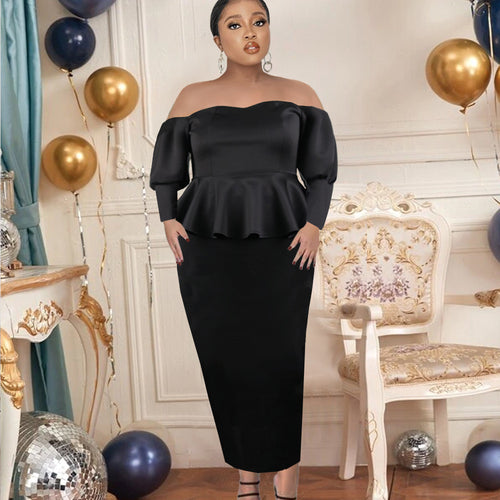 Dame Figurtilpasset Peplum Kjole med Off-Shoulder Udsnit Skovae