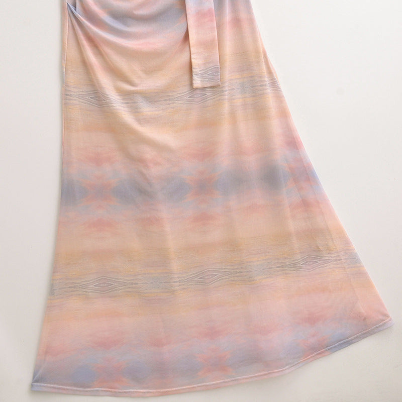 Dame elegant maxikjole med raffinerede draperinger og elegant taljebælte Stilla