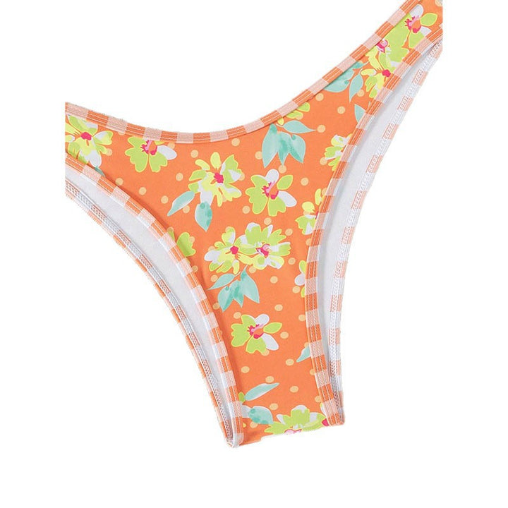 Dame Triangel-Bikini med blomsterdesign og legende båndsklips Skovae