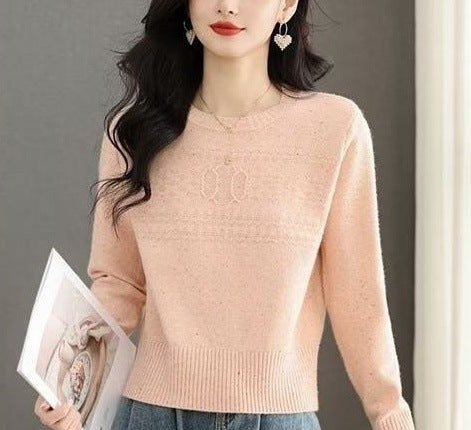 Damer fashionable strikket pullover med fint kabelmønster Stilla