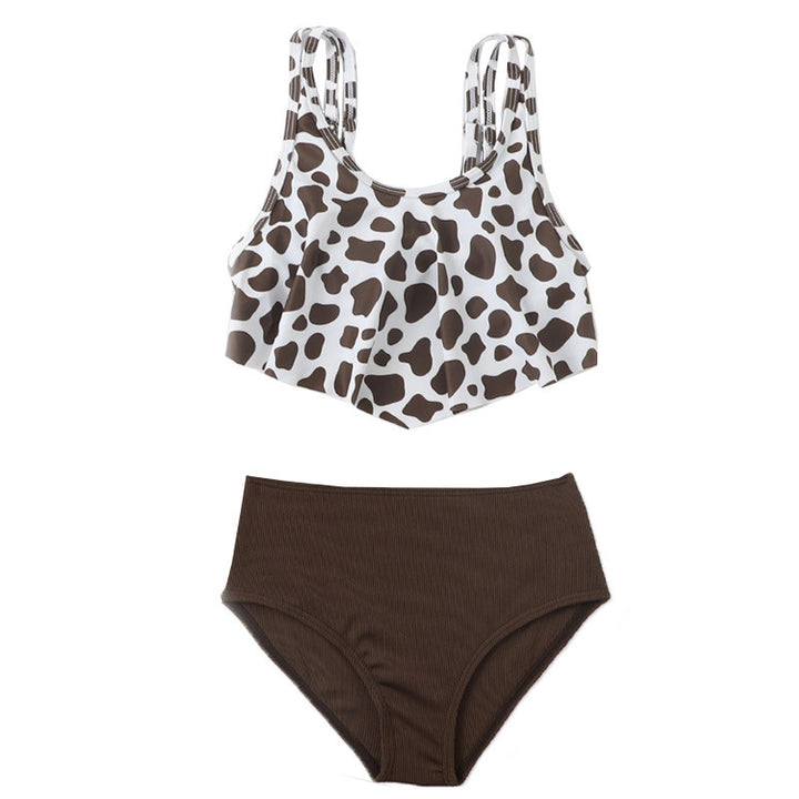 Dame Crop-Bikini-Sæt med moderigtigt leopardmønster og høj talje Stilla