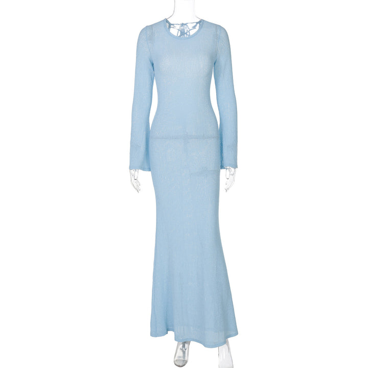 Dame Elegante langærmet kjole med raffineret spidsudskæring Stilla