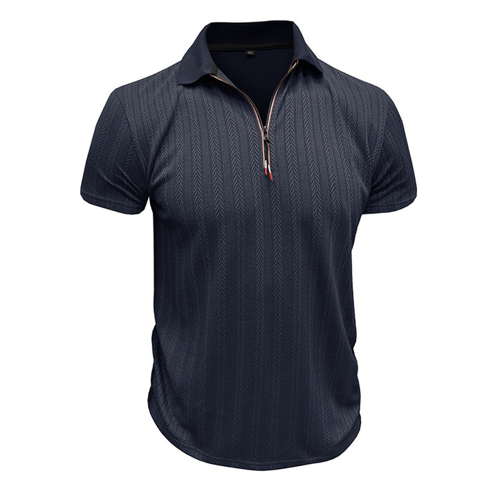 Herrer polo shirt med lynlås og struktureret design Stilla