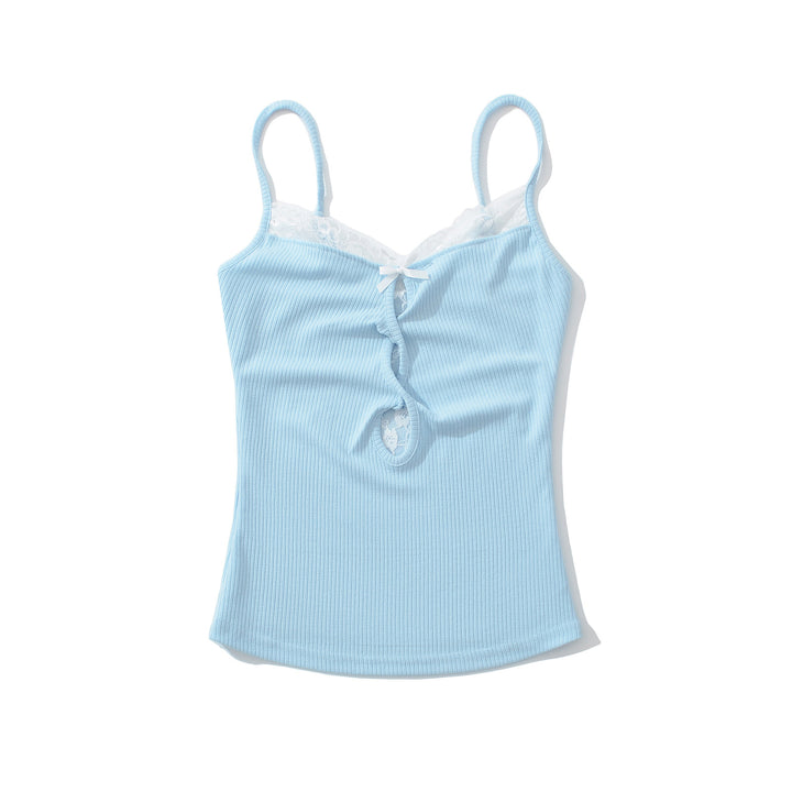 Dame Basic-Camisole med blondeaccenter og justerbare stropper Stilla
