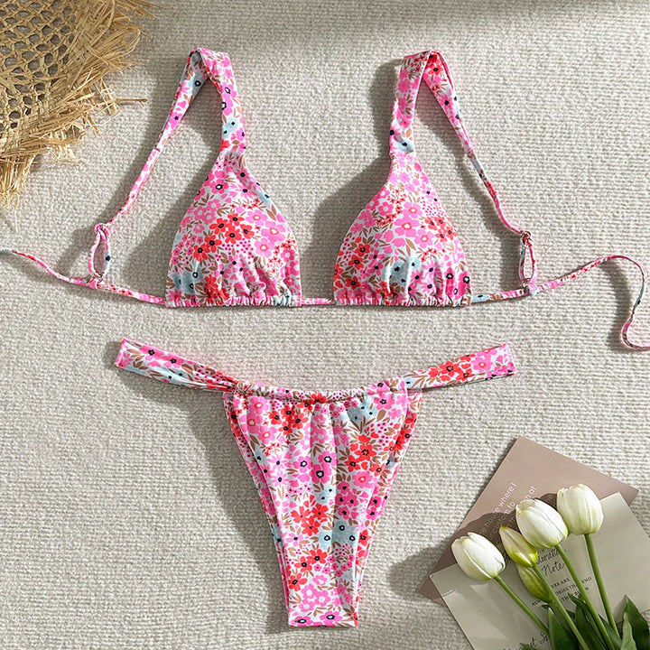 Dame Triangel-Bikini med frisk blomsterdesign Skovae