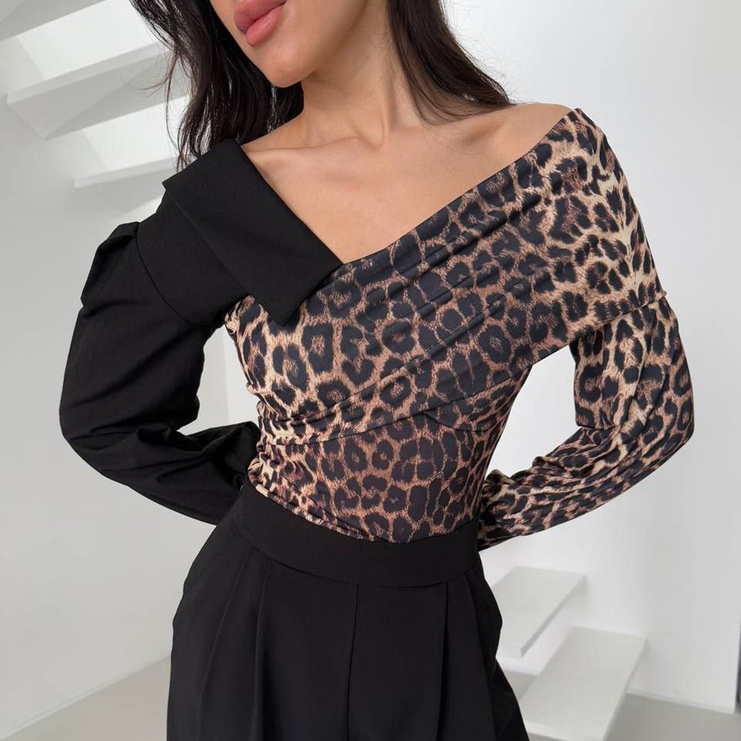 Dame Elegant off-the-shoulder top med dyremotiv Stilla