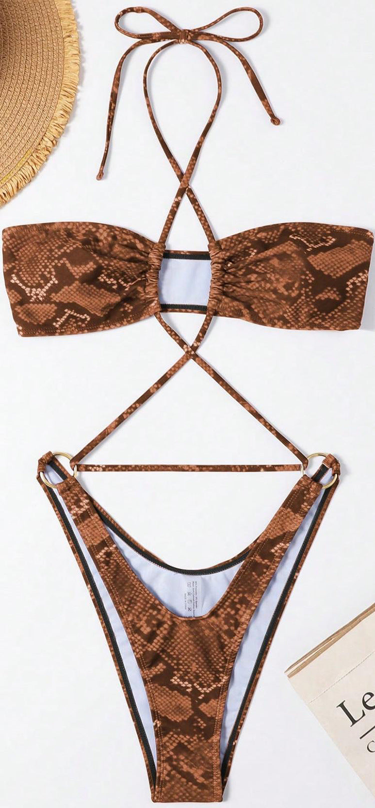 Dame bandeau-bikini med raffineret snit Skovae