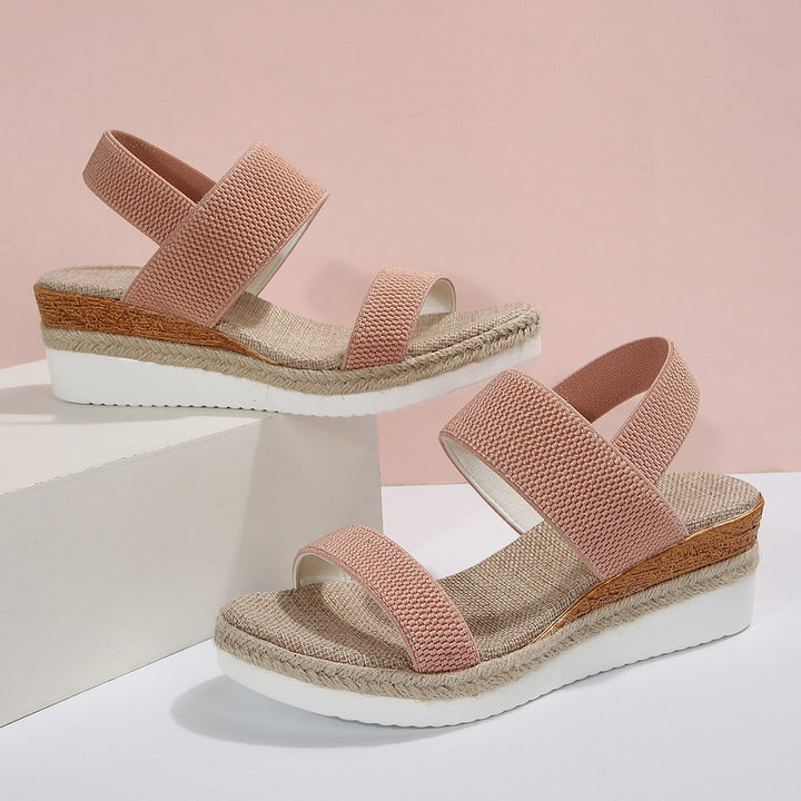 Dame Wedge-sandaler med flettet jute-look og behagelig sål Stilla