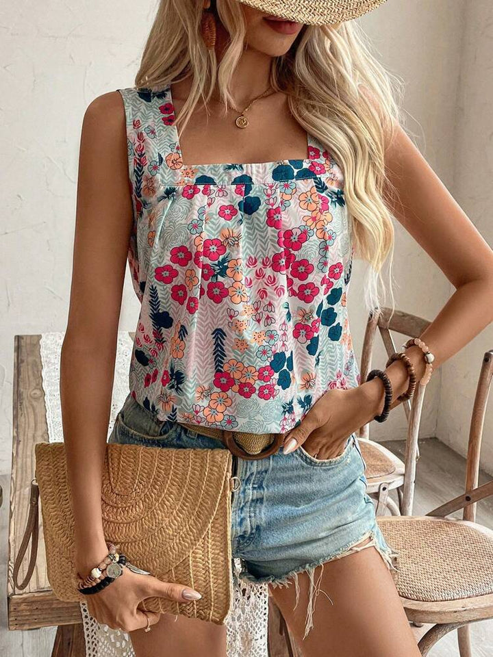 Dame Chiffon Top med florale accenter Stilla