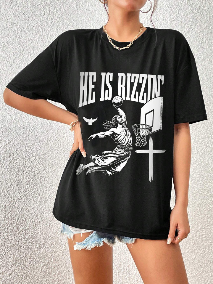Dame T-shirt med kunstnerisk dødningehovedmotiv og afslappet snit Skovae