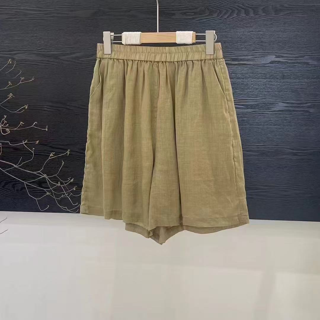 Dame Relaxed Fit Højtaljede Lærred Shorts Stilla