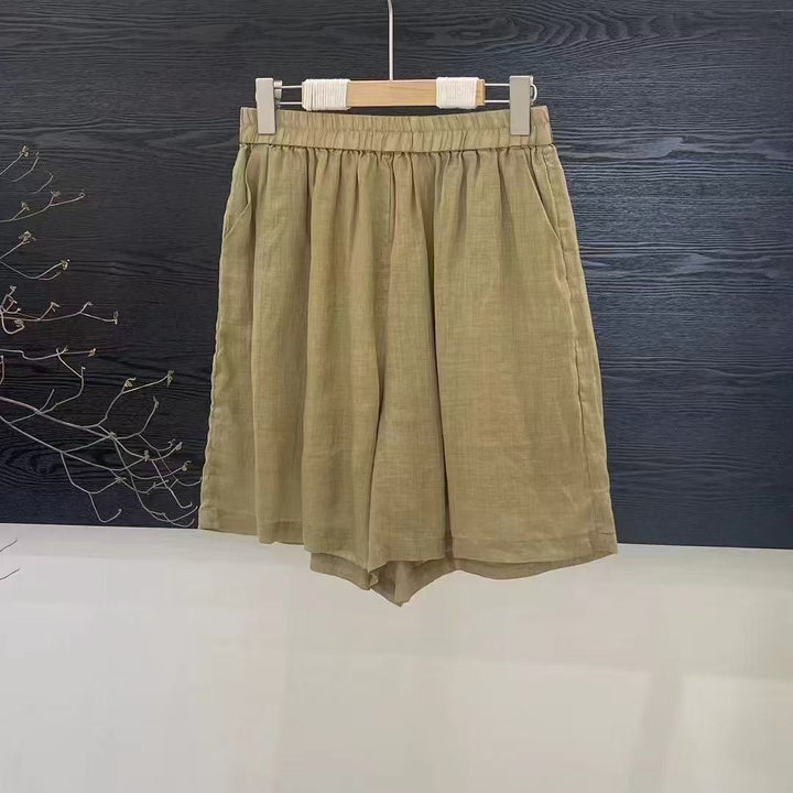 Dame Relaxed Fit Højtaljede Lærred Shorts Stilla