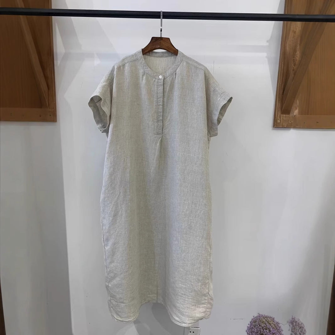Femme Kortærmet Linned Shift Kjole Stilla