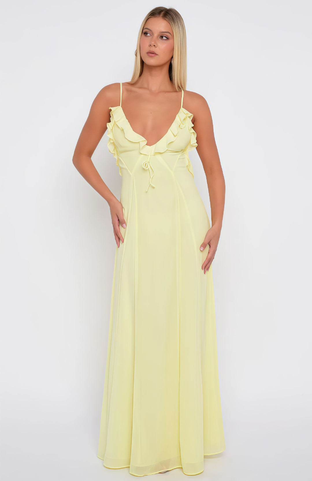 Damer Elegant Maxi Kjole med Off-Shoulder Ruffle Dekoration og Tilpasningsdygtigt Design Skovae