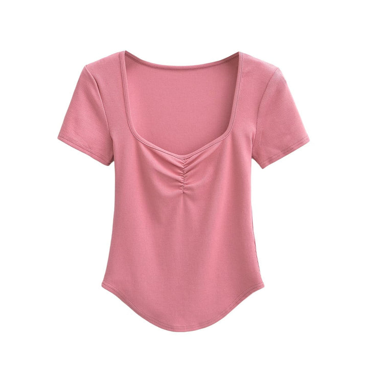 Femme Kortærmet Raffung Detail Top Stilla