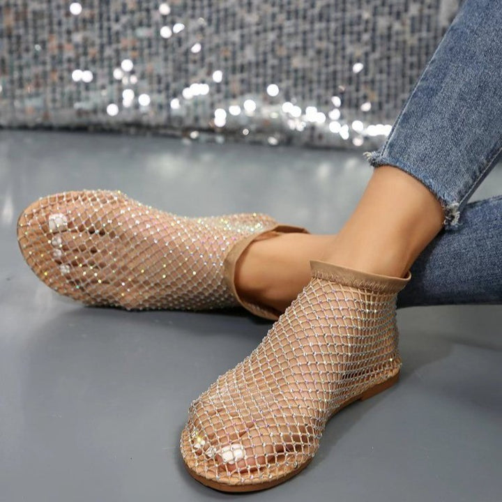 Dame net sandaler med funkende rhinsten Stilla