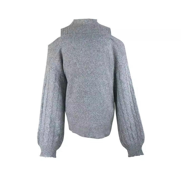 Dame moderigtig sweater med Off-Shoulder design og struktureret strik Stilla