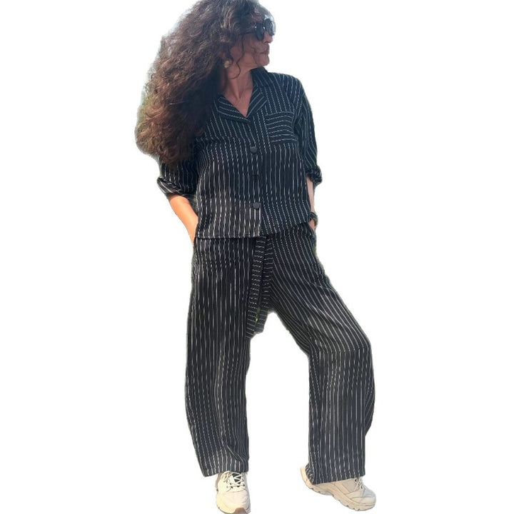 Dame Relaxed Fit Lounge-Sæt med stribet design Stilla