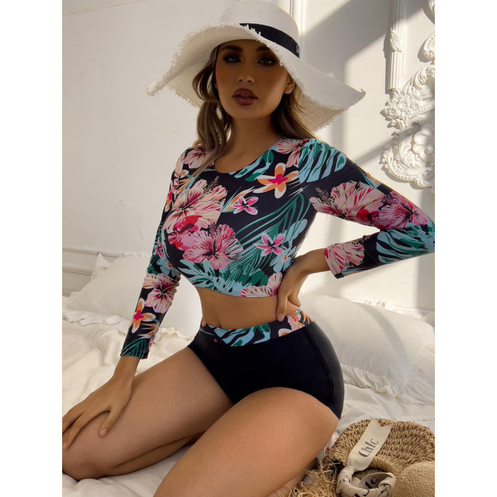 Dame Surf-Bikini-sæt med langærmet top og sporty design Skovae