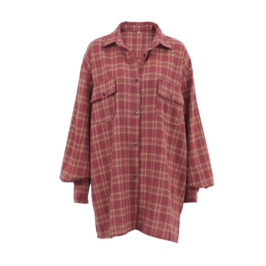 Dame Oversized Checkbluse i afslappet snit med kvalitetsmaterialer Stilla
