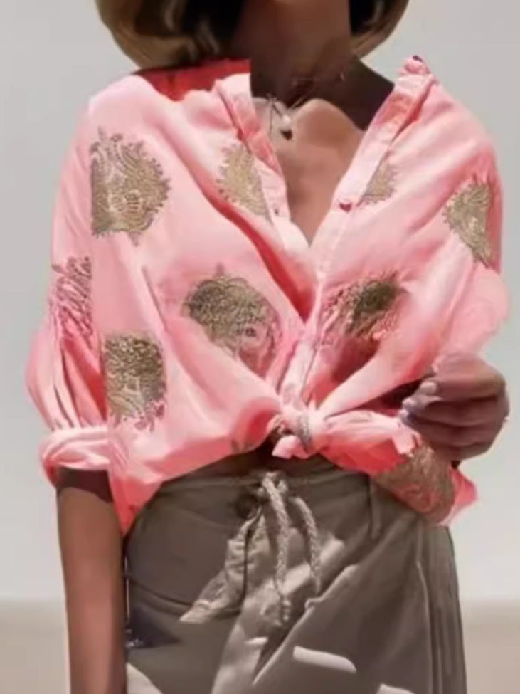 Dame broderet bluse i Boho-stil Stilla