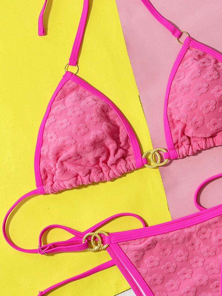 Dame Triangel-Bikini med eksklusive strukturmønstre og luksuriøse accenter Stilla