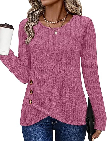 Damer fashionable og casual top med knapdetaljer Stilla
