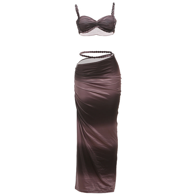 Dame bikini tøj med elegant indpakningsnederdel Skovae